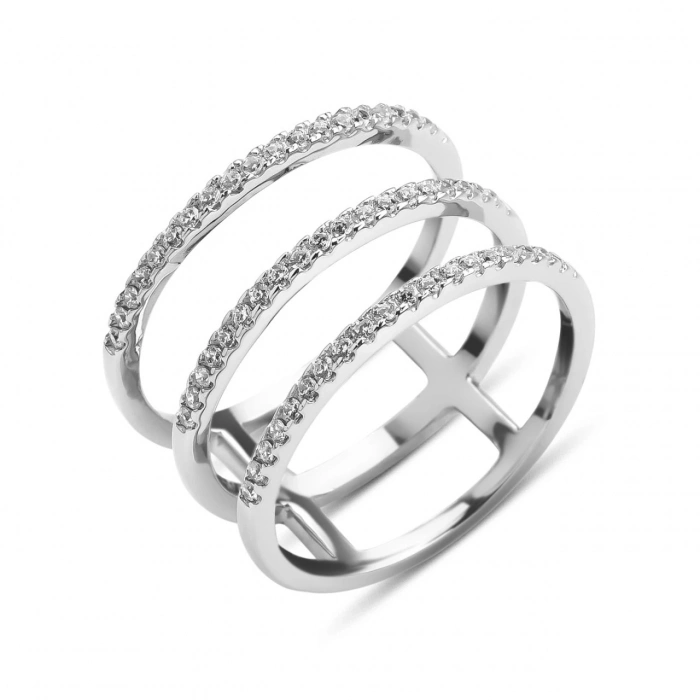 Gümüş Üç Sıralı Taşlı Yüzük