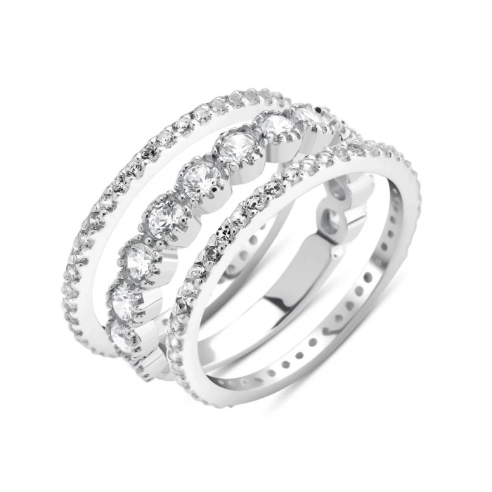 Gümüş Üçlü Tam Tur Yüzük