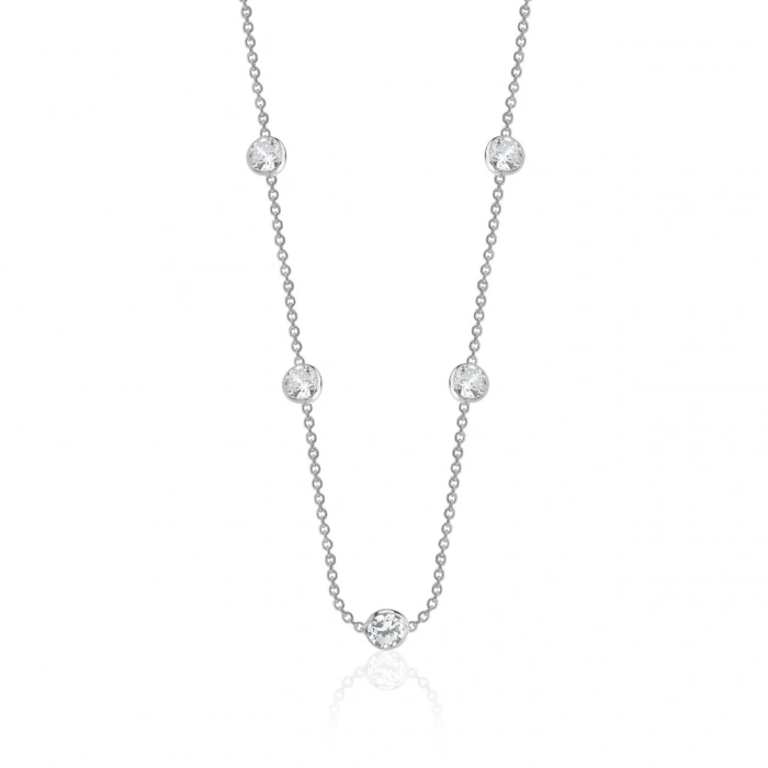 Gümüş Unice Uzun Taşlı Kolye