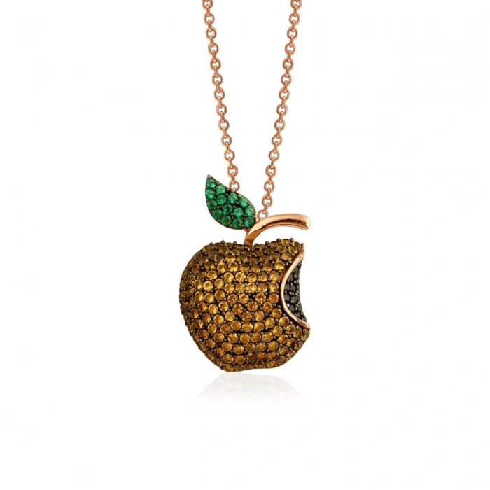 Gümüş Yasak Elma Rose Kolye