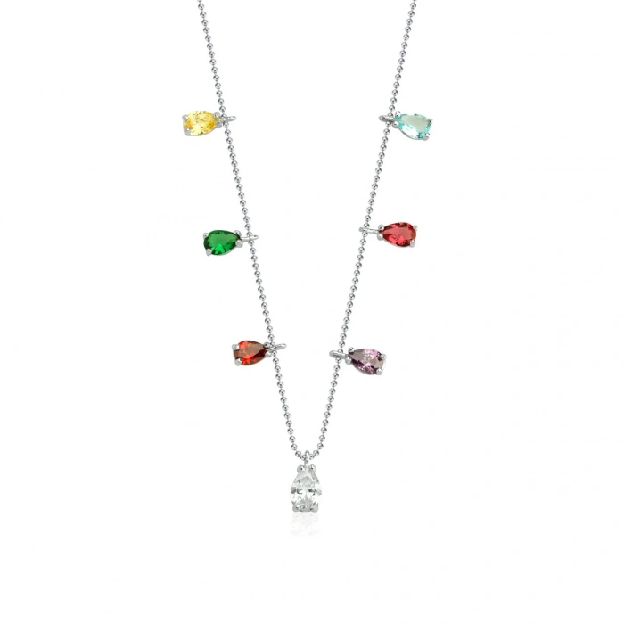 Gümüş Yedi Taşlı Kolye