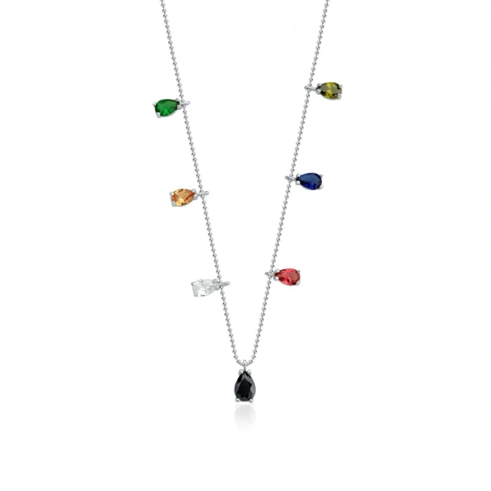 Gümüş Yedi Taşlı Kolye