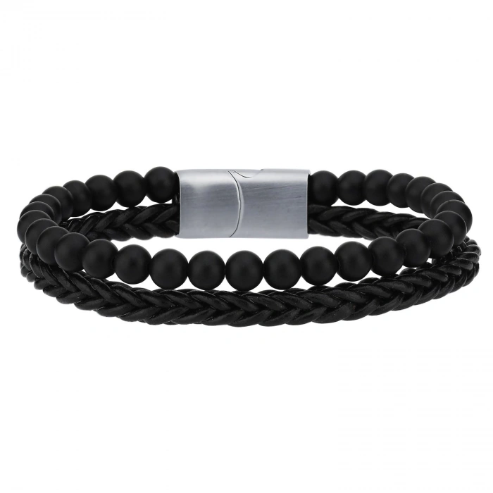 Mateo Erkek Deri Çelik Bileklik