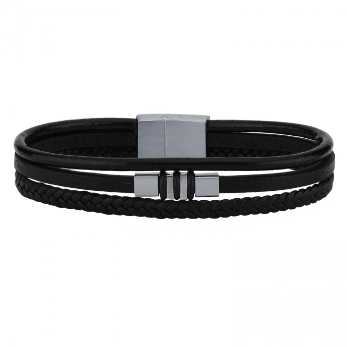 Octavia Erkek Deri Çelik Bileklik