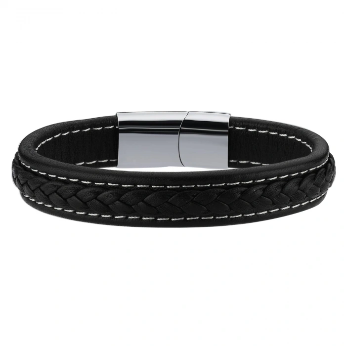 Pablo Erkek Deri Çelik Bileklik