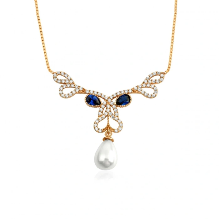 Pırlanta Montürlü Rose İnci Gerdanlık