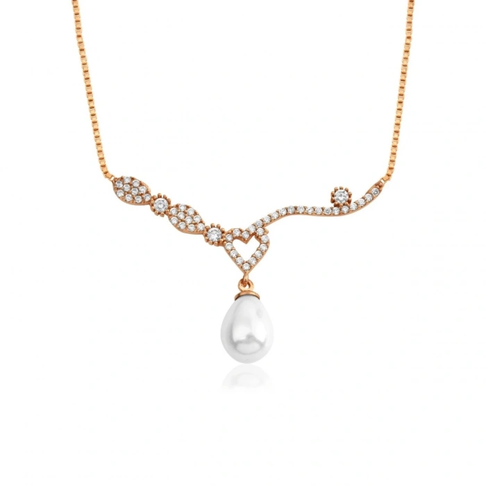 Pırlanta Montürlü Rose İnci Gerdanlık