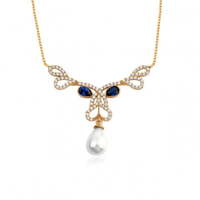 Pırlanta Montürlü Rose İnci Gerdanlık