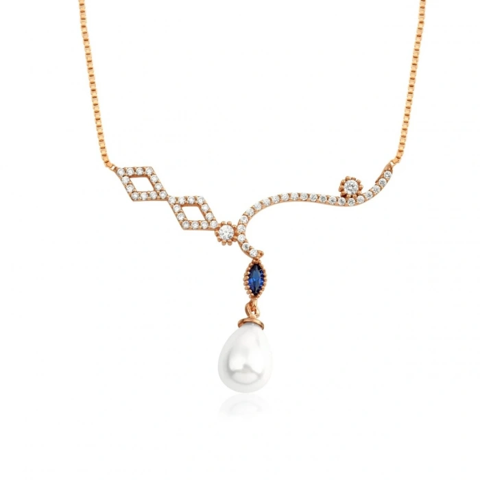 Pırlanta Montürlü Rose İnci Gerdanlık