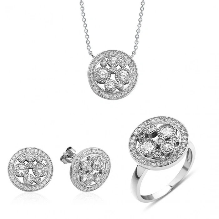 Pırlanta Montürlü Set Gümüş