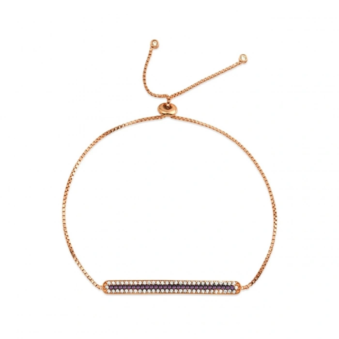 Sıralı Gümüş Bileklik Rose