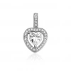 Gümüş Kalp Desenli Tek Taş Kolye