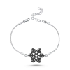 Gümüş Kar Tanesi Bileklik Siyah Taşlı