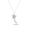 Gümüş Şimal Yıldızı Kolye Beyaz Taşlı