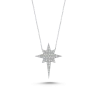 Gümüş Sirius Yıldızı Kolye Beyaz Taşlı
