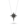 Gümüş Sirius Yıldızı Kolye Siyah Taşlı