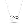 Gümüş Sonsuz Aşk Kolye Siyah Taşlı