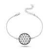 Gümüş Yaşam Çiçeği Bileklik Siyah
