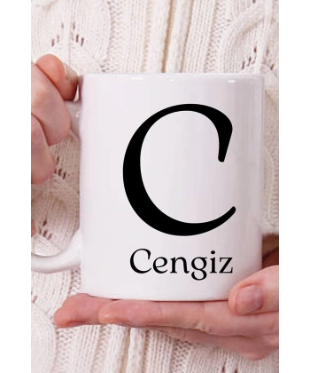 İsimli Harf Model Hediye Beyaz Kupa Bardak