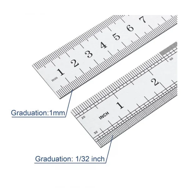 100cm ( 40 inch ) - Çift Taraflı Paslanmaz Çelik Metal Cetvel - Kalınlık 1.2mm
