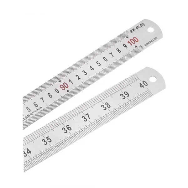 100cm ( 40 inch ) - Çift Taraflı Paslanmaz Çelik Metal Cetvel - Kalınlık 1.2mm