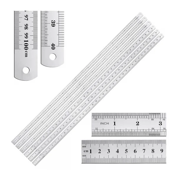 100cm ( 40 inch ) - Çift Taraflı Paslanmaz Çelik Metal Cetvel - Kalınlık 1.2mm