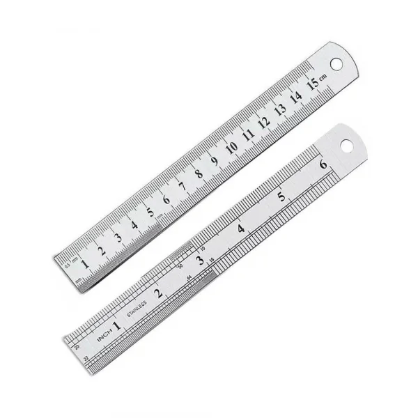 15cm ( 6 inch ) - Çift Taraflı Paslanmaz Çelik Metal Cetvel - Kalınlık 1mm
