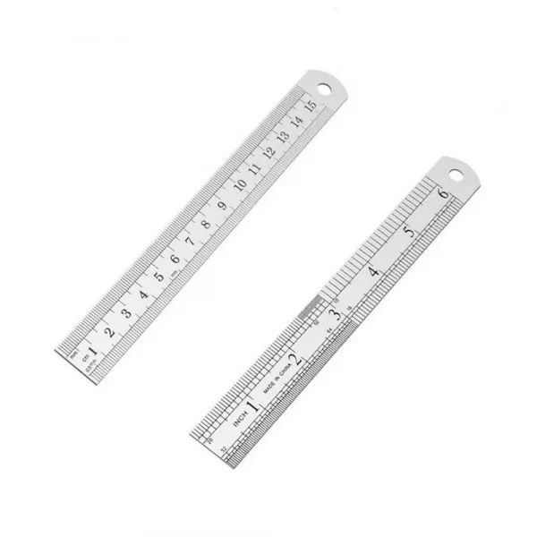 15cm ( 6 inch ) - Çift Taraflı Paslanmaz Çelik Metal Cetvel - Kalınlık 1mm