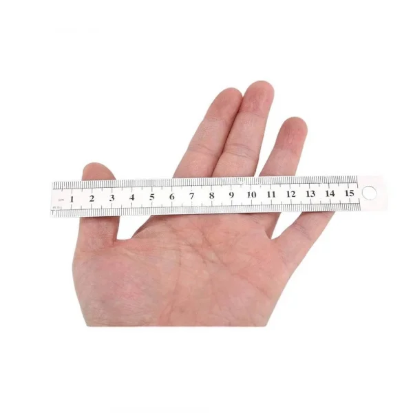 15cm ( 6 inch ) - Çift Taraflı Paslanmaz Çelik Metal Cetvel - Kalınlık 1mm