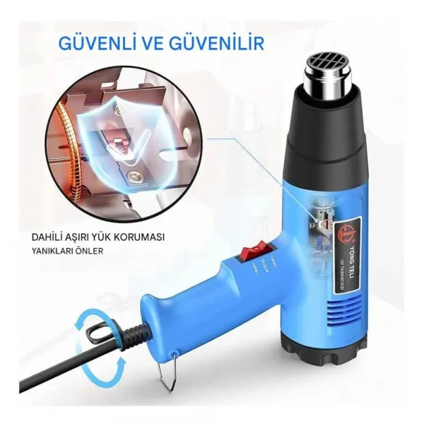 2000W Sıcak Hava Tabancası (300°C – 520°C) - 2 Kademeli