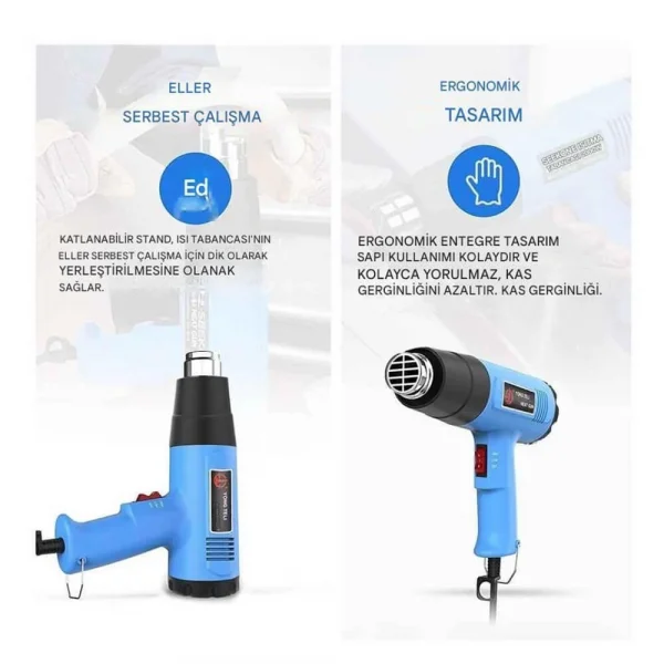 2000W Sıcak Hava Tabancası (300°C – 520°C) - 2 Kademeli