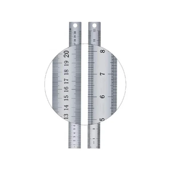 30cm ( 12 inch ) - Çift Taraflı Paslanmaz Çelik Metal Cetvel - Kalınlık 1mm