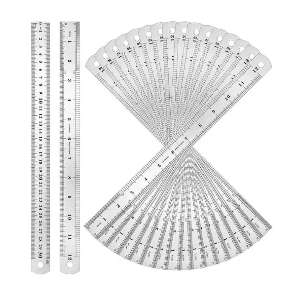 30cm ( 12 inch ) - Çift Taraflı Paslanmaz Çelik Metal Cetvel - Kalınlık 1mm