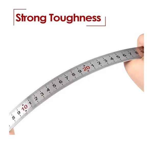 50cm ( 20 inch ) - Çift Taraflı Paslanmaz Çelik Metal Cetvel - Kalınlık 1mm