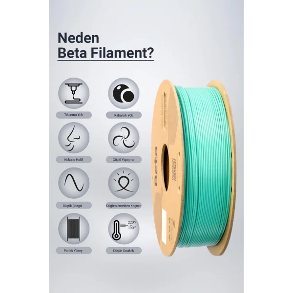 Beta PLA+ Filament Su Yeşili