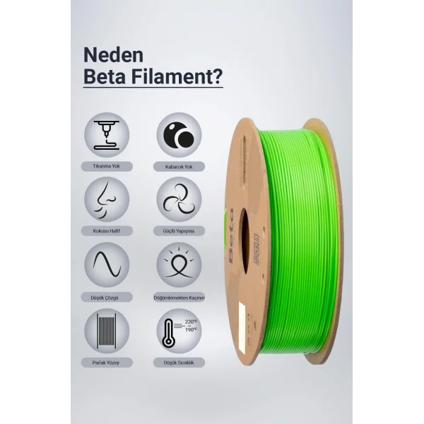 Beta PLA High-Speed Filament Neon Yeşil