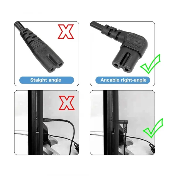 90 Derece L Uç Fiş 2 Pin Power Güç Kablosu - 1.5m