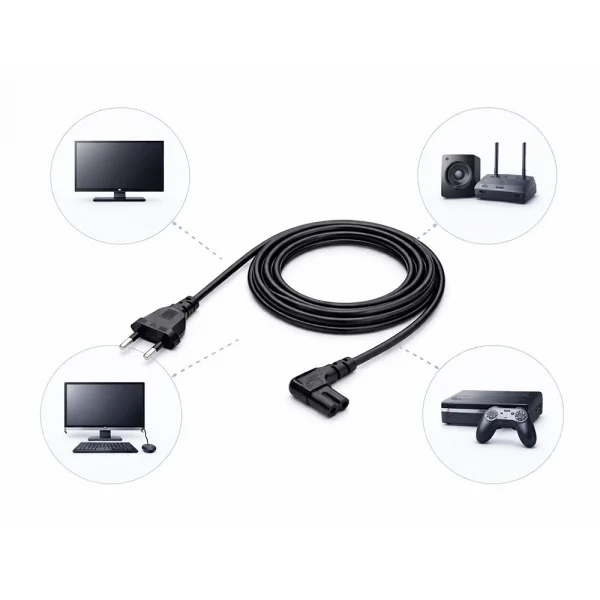 90 Derece L Uç Fiş 2 Pin Power Güç Kablosu - 1.5m