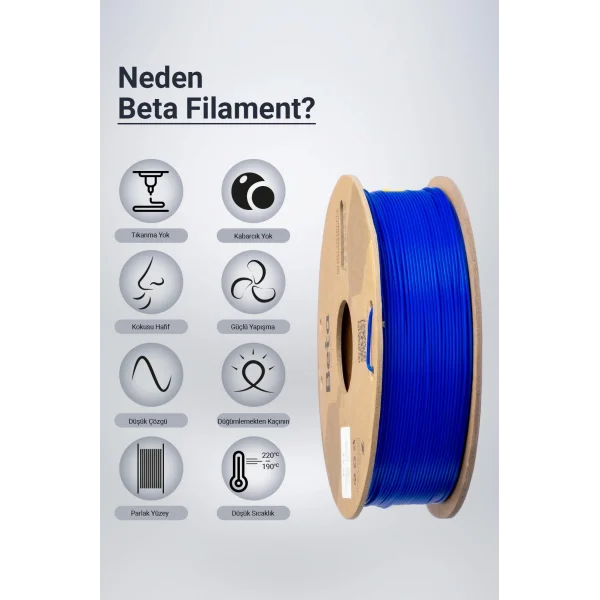 Beta PLA High-Speed Filament Koyu Mavi