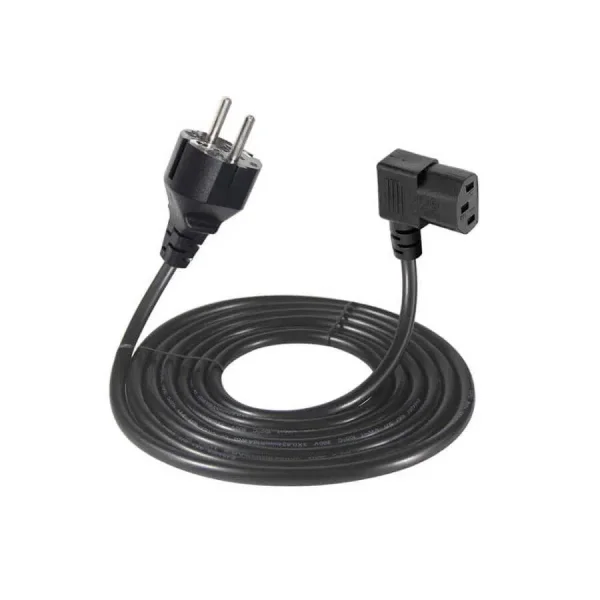 C13 Power Güç Kablosu - 90 Derece L Tip Sağ Açılı - Standart Power Kablosu - 1.8 mt