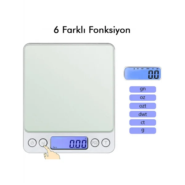 Dijital Hassas Tartı-Mutfak Terazisi 2kg/0.1gr