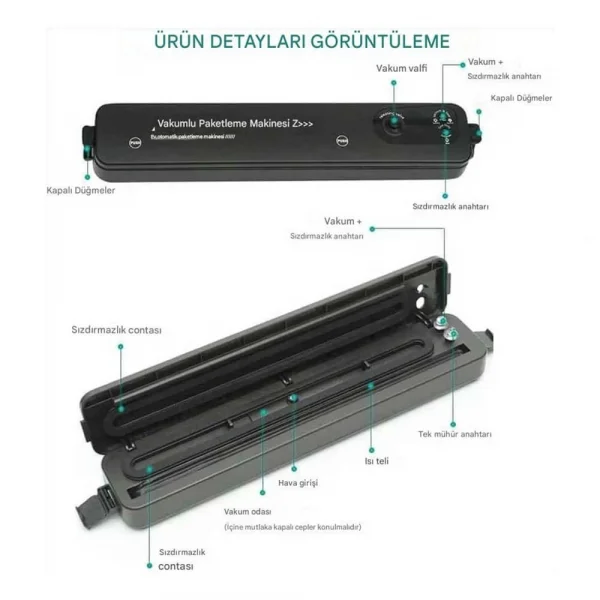 Ev Tipi Vakum Makinesi +10 Adet Vakum Torbası