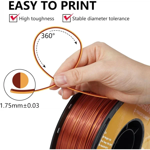 Kingroon PLA Silk Çift Renk Filament Altın Bakır