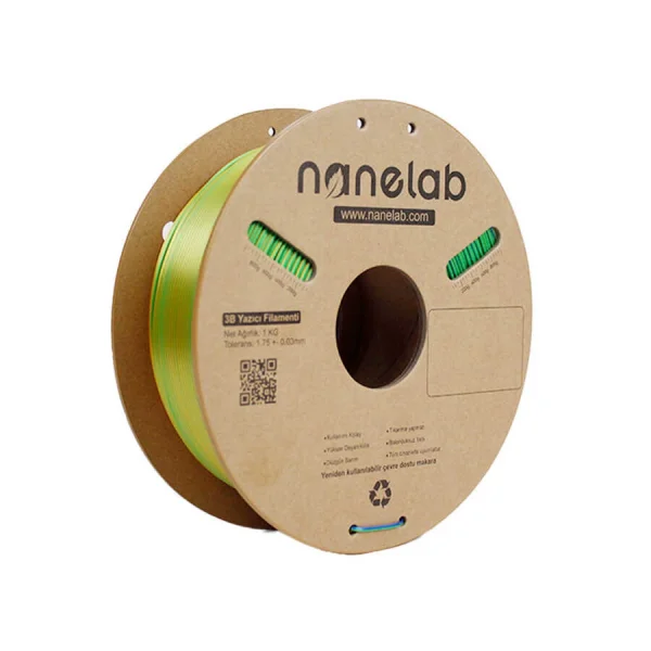 Nanelab Üç Renk Silk PLA Filament - Gold-Green-Blue - 1.75mm - 1Kg