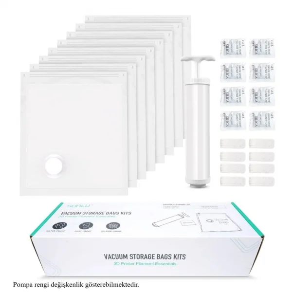 Sunlu Filament Saklama Poşeti ve Vakum Pompası - 8 Poşet