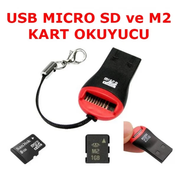 Usb Kart Okuyucu Yazıcı Mikro Sd M2 Micro Sd