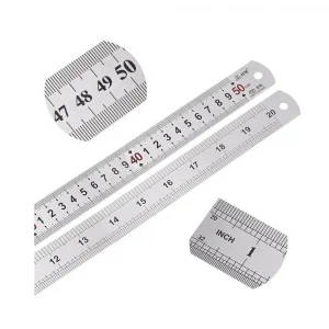 50cm ( 20 inch ) - Çift Taraflı Paslanmaz Çelik Metal Cetvel - Kalınlık 1mm