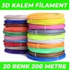 20 Renk 10 Metre 3D Kalem Pla Filament-200 Metre-3D Pen Filamenti