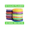 30 Renk 10 Metre 3D Kalem Pla Filament-300 Metre-3D Pen Filamenti