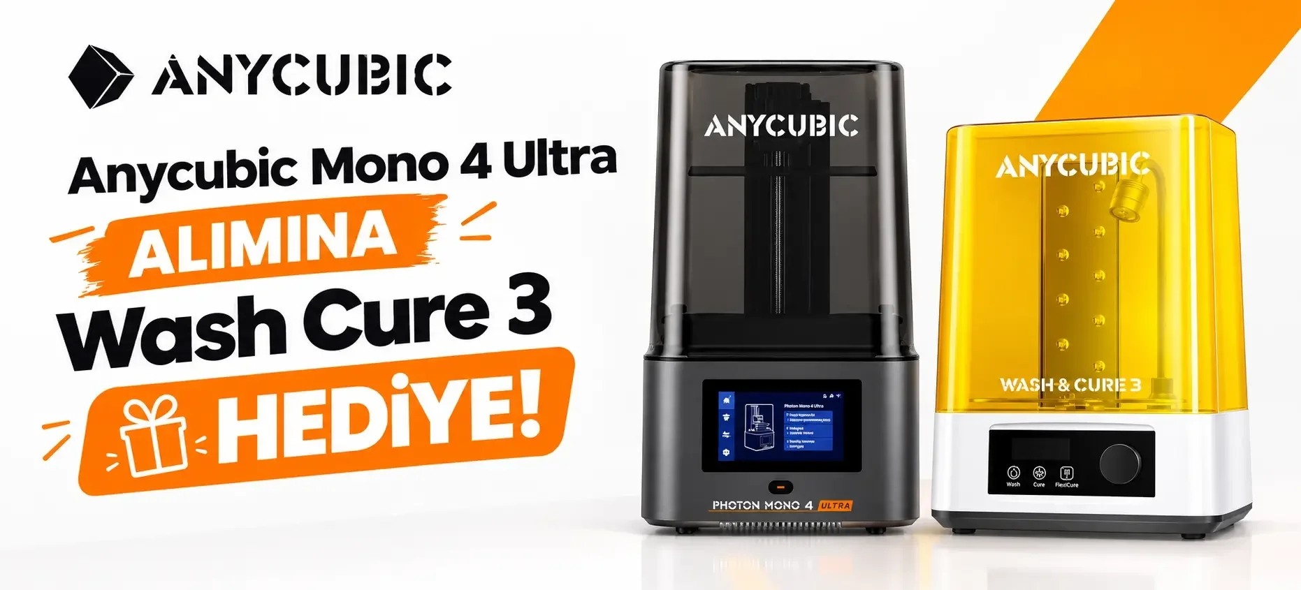 Anycubic Mono 4 Ultra Wash Cure 3 Hediyeli